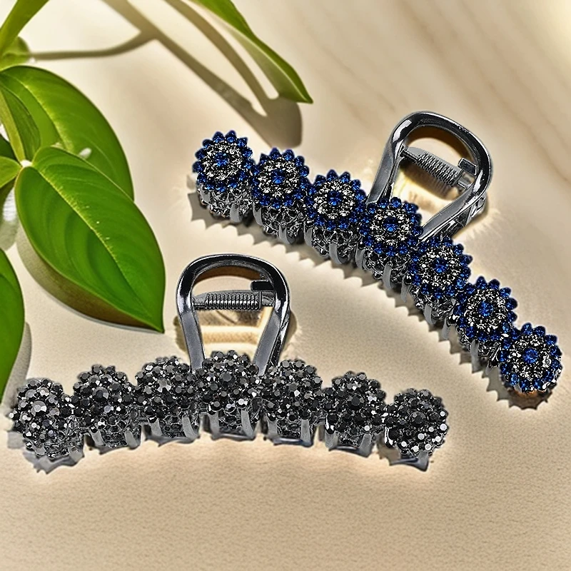 新款镶钻花朵高质感中年妈妈盘发抓夹大号适用