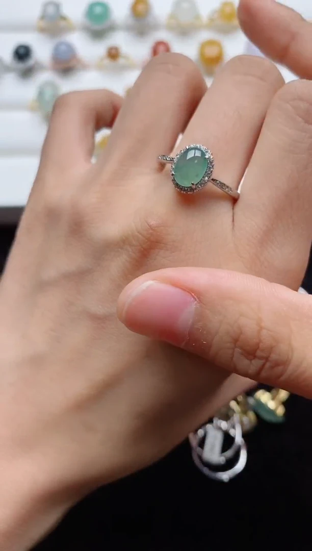 翡翠戒指银S925镶嵌.........