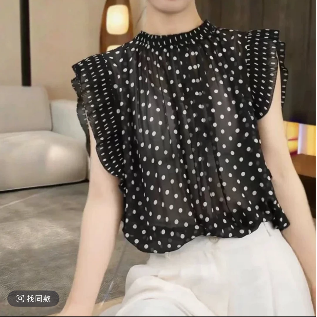 ZOZO-11233夏季新款女波点坎肩减龄女人味衬衣