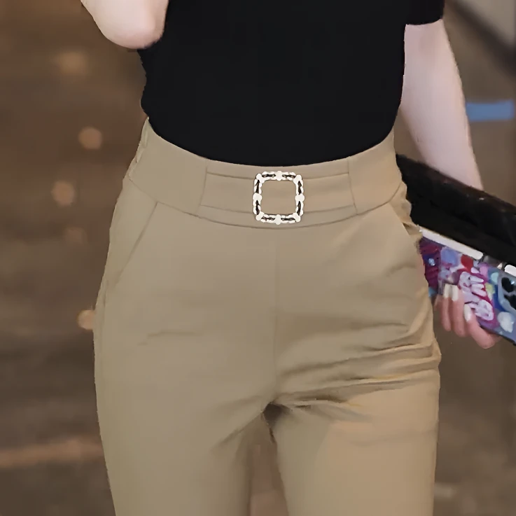 西装弹力微喇裤女2025夏季显瘦气质高腰时尚女士修身职业休闲裤