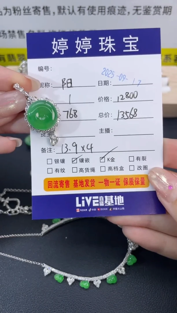 吊坠(不含链)18K金镶嵌翡翠阳*0917020