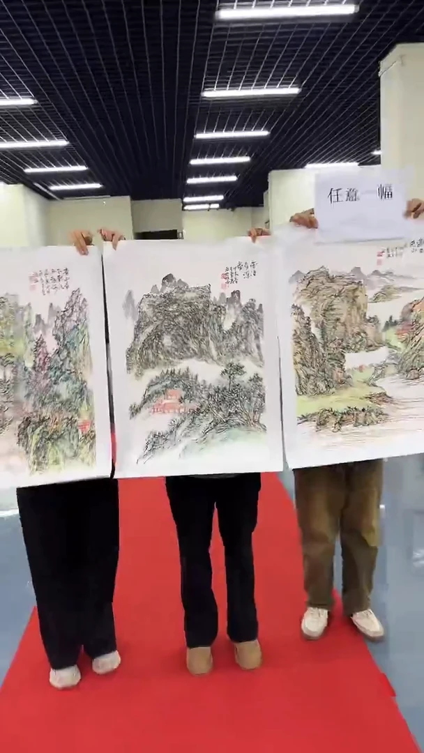 国画汤老师绘画作品 带荣宝斋宁波证书 山水一幅