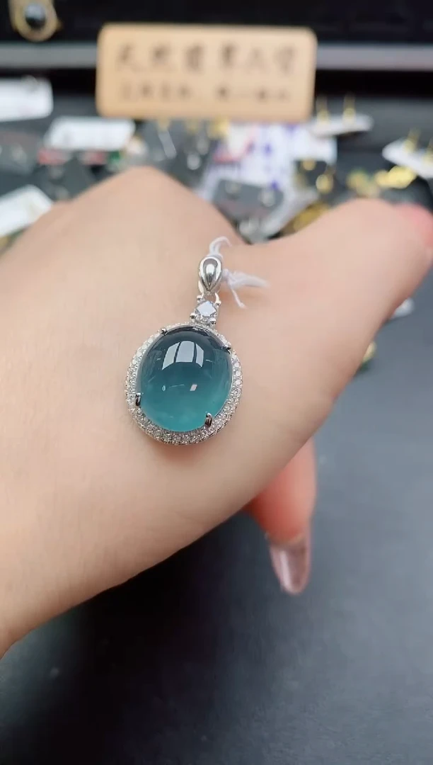 吊坠(赠链)银S925镶嵌翡翠1