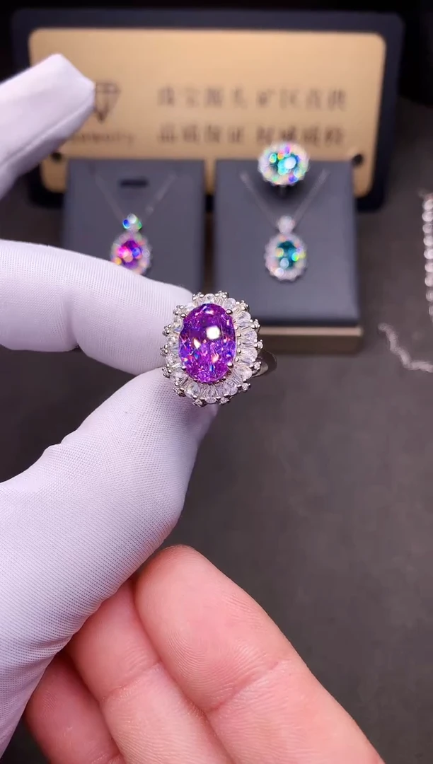 无925银925银紫罗兰色10*14大鸽子蛋