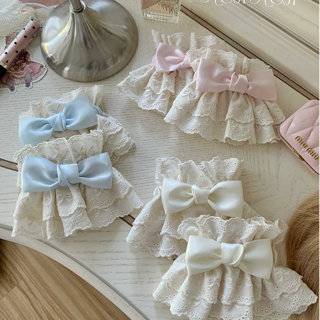 roji原创Lolita生成色蕾丝手袖女夏季蝴蝶结洛丽塔可爱大花边甜美