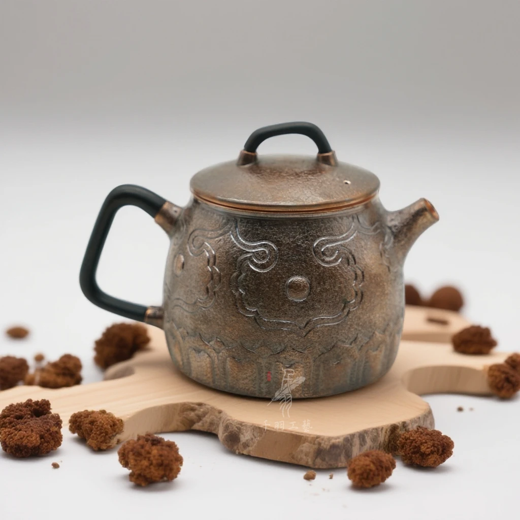 【千羽铜壶】300ML如意錾刻冲泡壶手工茶壶錾刻加厚精品茶具