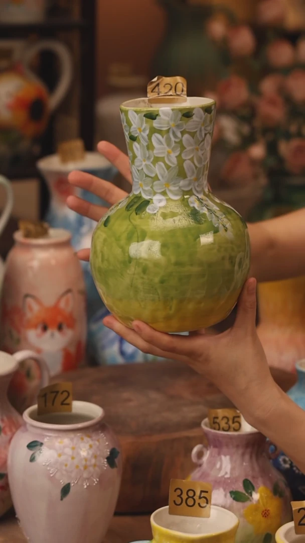 陶瓷420景德镇设计师手作花器摆件侘寂风