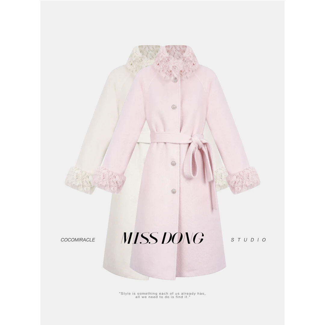 COCOMIRACLE【绒羽秘境】高级感显瘦保暖皮毛一体羽绒大衣Q58DY2282