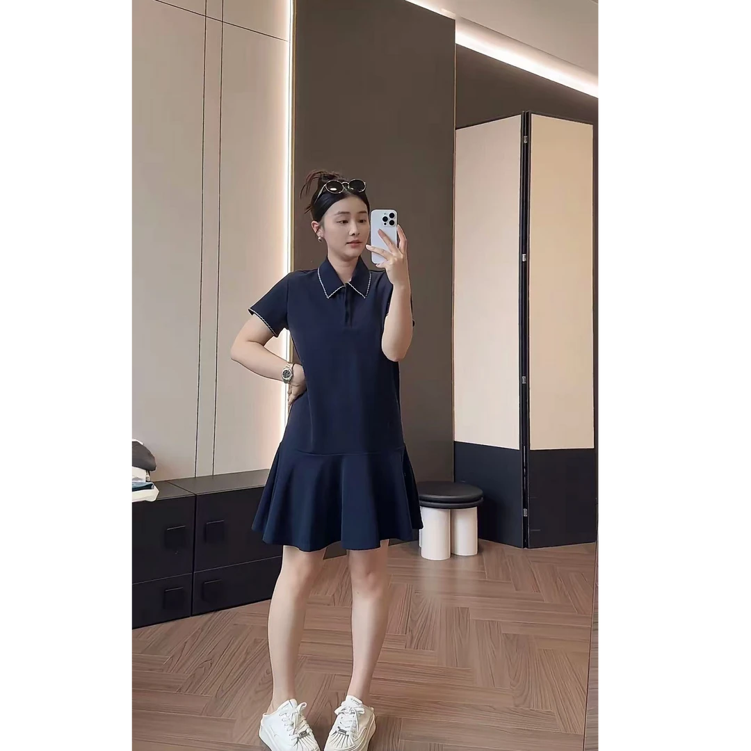 SANMI/叁米  刺绣花边POLO短袖连衣裙  J831