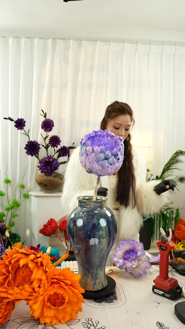 永生洋蓟 霸王花 1个头叶片有伤【蓝紫渐变】A13