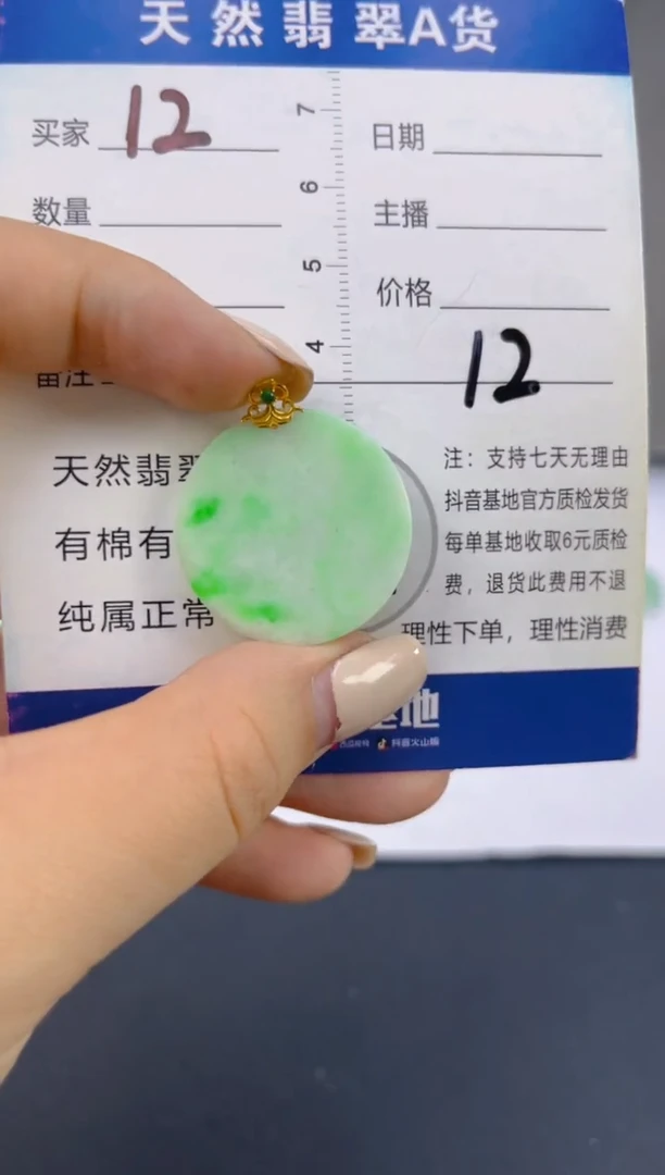 翡翠18K金镶嵌颈饰天然A货翡翠