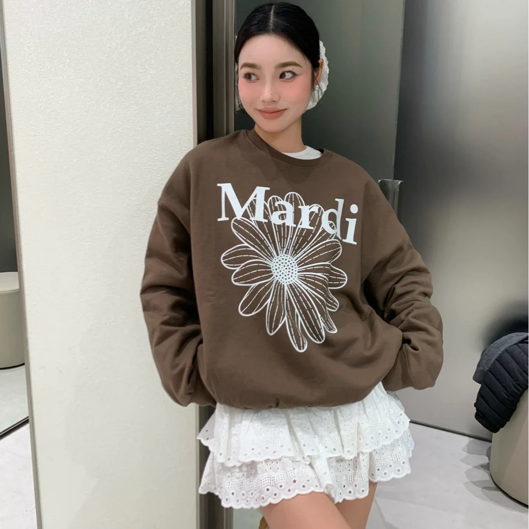 MEDM MARDI韩系雏菊印花卡通风秋季纯棉宽松休闲圆领卫衣M-WY017