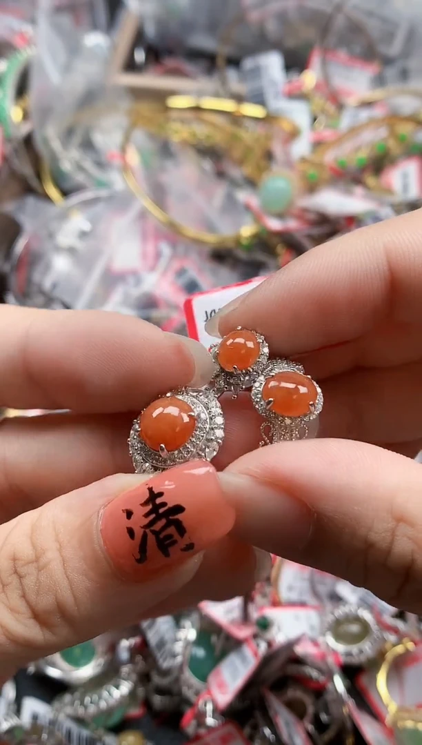 银S925镶嵌戒指翡翠天然A货缅甸翡翠