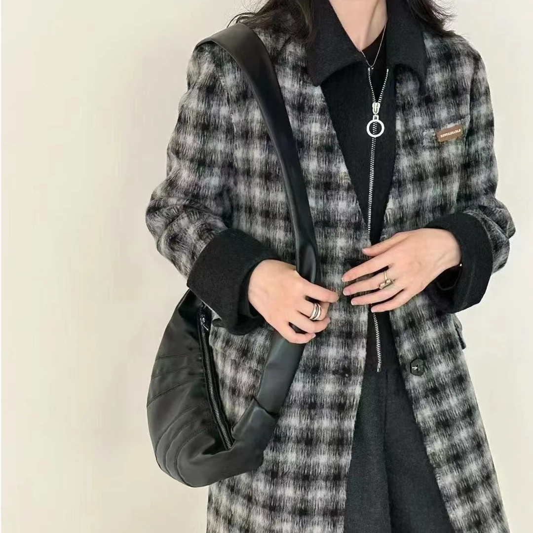 大衣毛呢外套网红女装休闲常规秋冬俩件套长款女宽袖羊毛大衣6