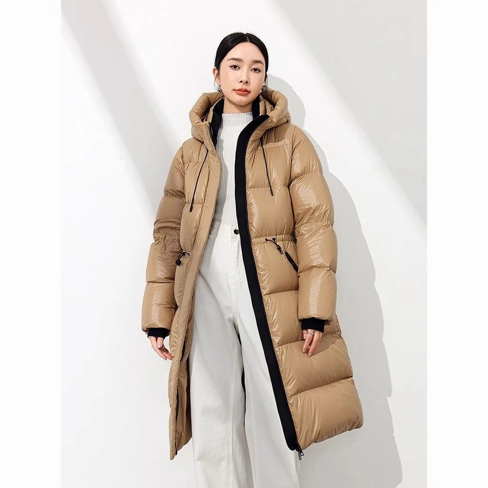 新款羽绒服2025年长款收腰显瘦连帽加厚外套女款抗寒保暖时尚百搭