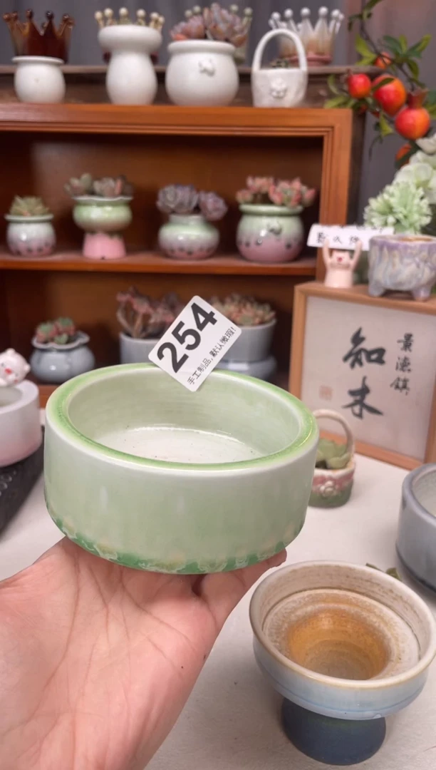 瓷片254知木小芳花盆编号微瑕