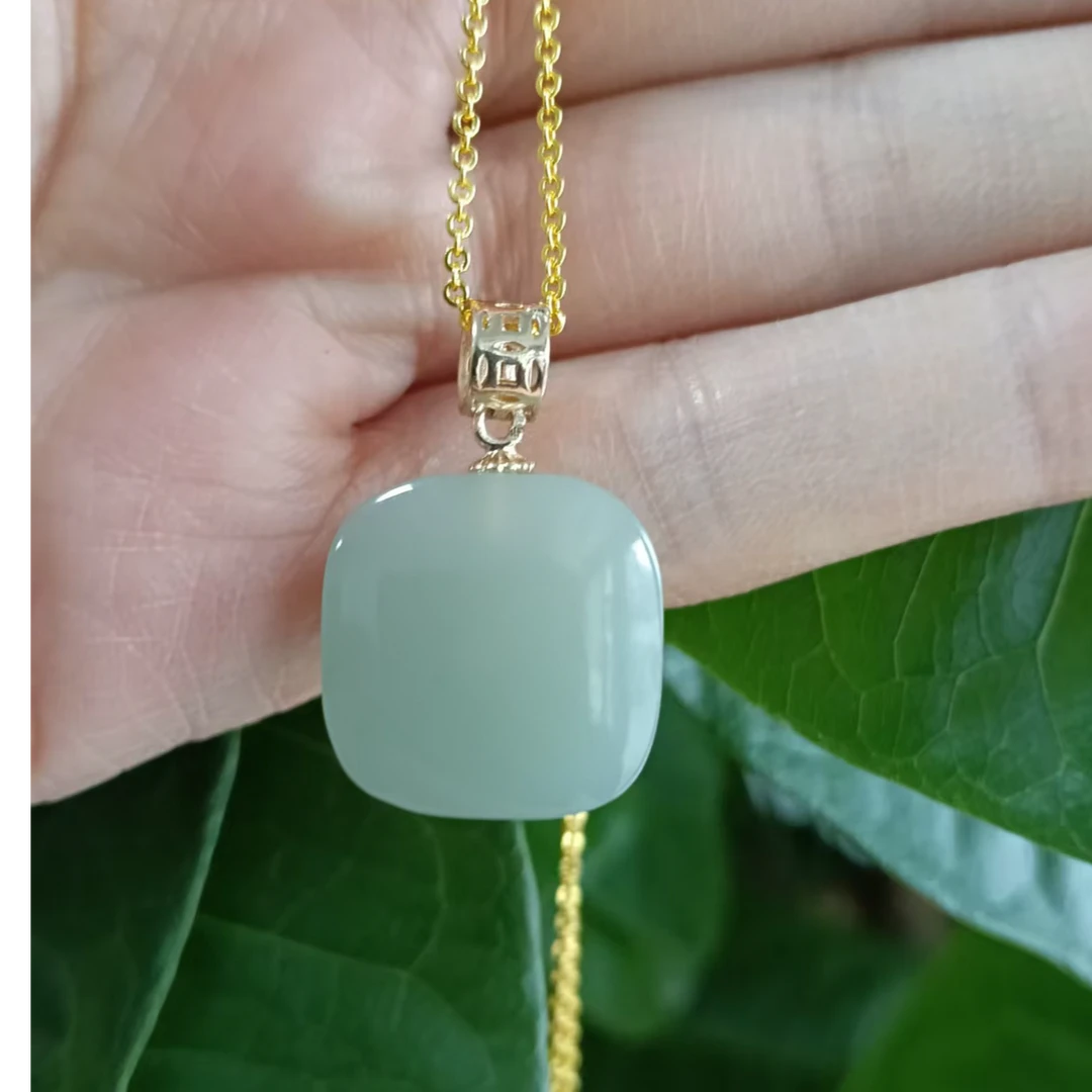 新疆且末蓝方形平安吊坠