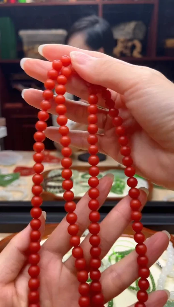 南红玛瑙未镶嵌颈饰108长链7mm