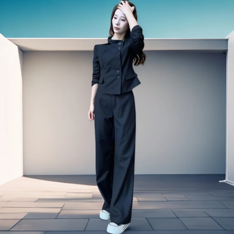 GPTSu短款外套女2025款洋气质阔腿裤休闲减龄两件套显瘦时尚套装