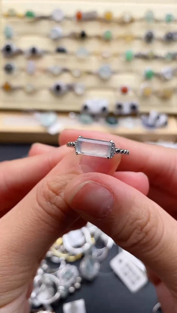 银S925镶嵌戒指翡翠333333+2