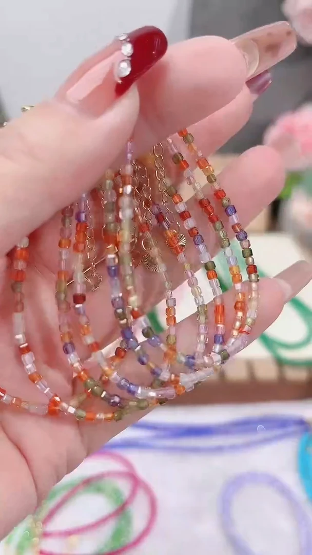 手链彩色蓝宝石银S925镶嵌小彩多宝13.14