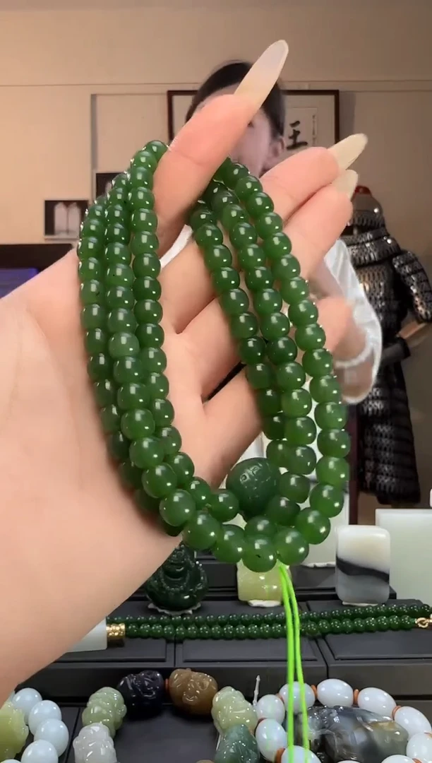 颈饰未镶嵌和田玉碧玉老型长链