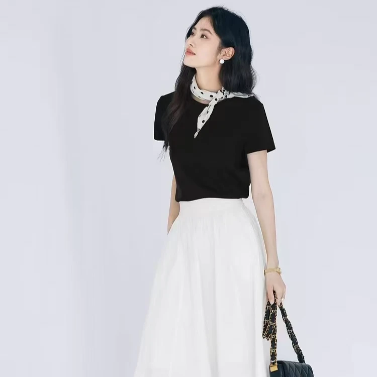 【新东方】【绒起】冰感爽肤兰精面膜蚕丝蓝晶天丝短袖T RQ8502