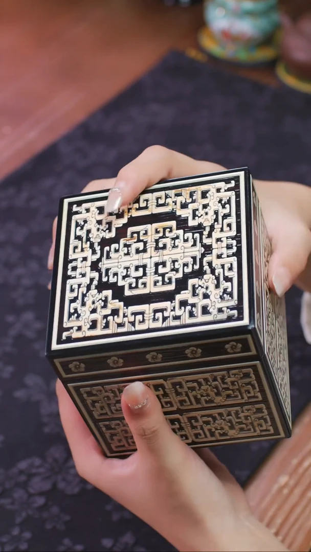 壹藏贰宝牙雕纹十公分醒茶盒