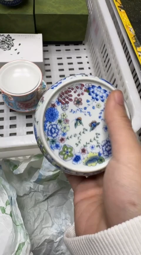 摆件陶茶具茶具茶具斗彩盖置