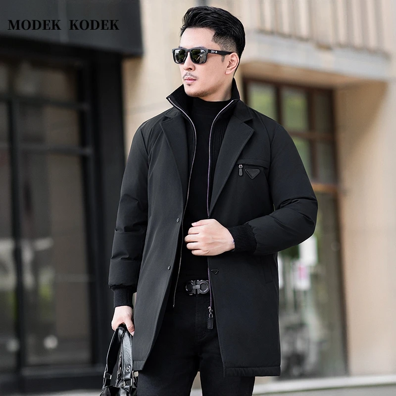 MODEK KODEK高品质潮牌男拼接羽绒服冬季新款时尚假两件保暖外套