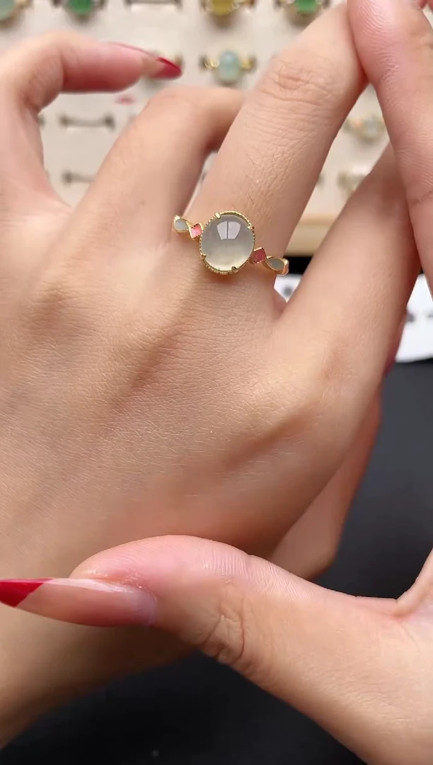 【闪购商品】翡翠戒指银S925镶嵌一物一证一礼盒