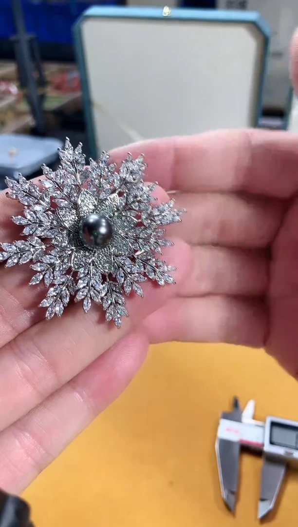 合金胸针海水珍珠黑珍珠胸针