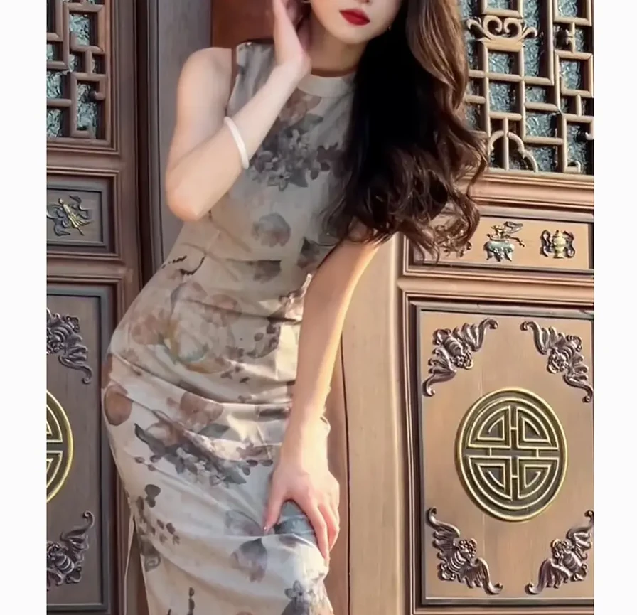 新品晕染旗袍连衣裙