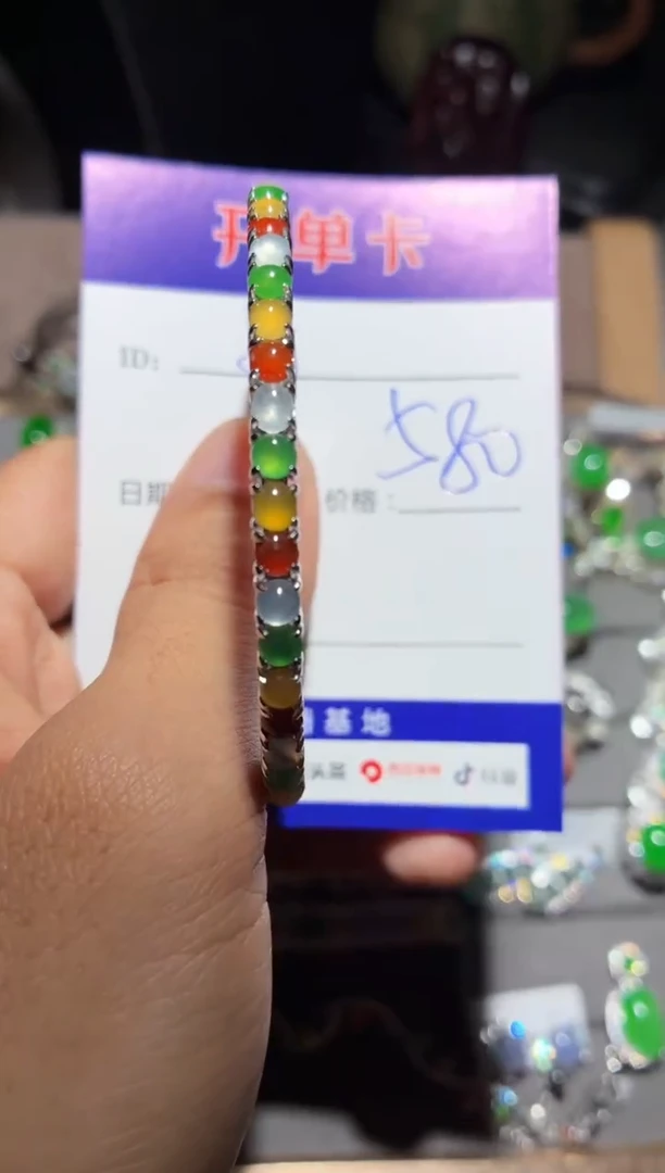 翡翠手镯银S925镶嵌定向 丹妮姐