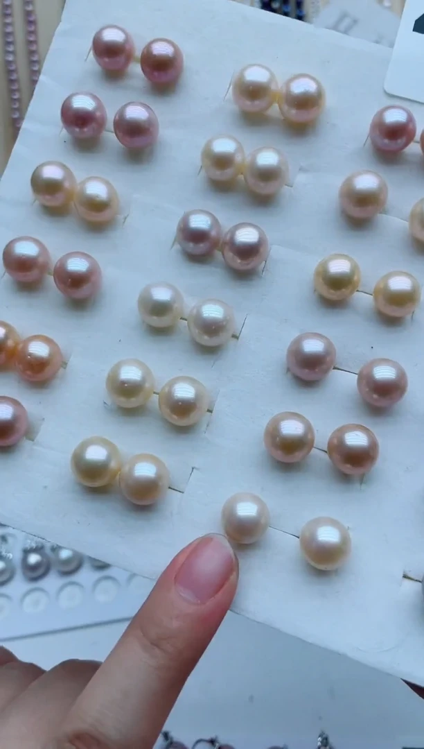 银S925镶嵌淡水珍珠耳饰耳钉多样性发其一