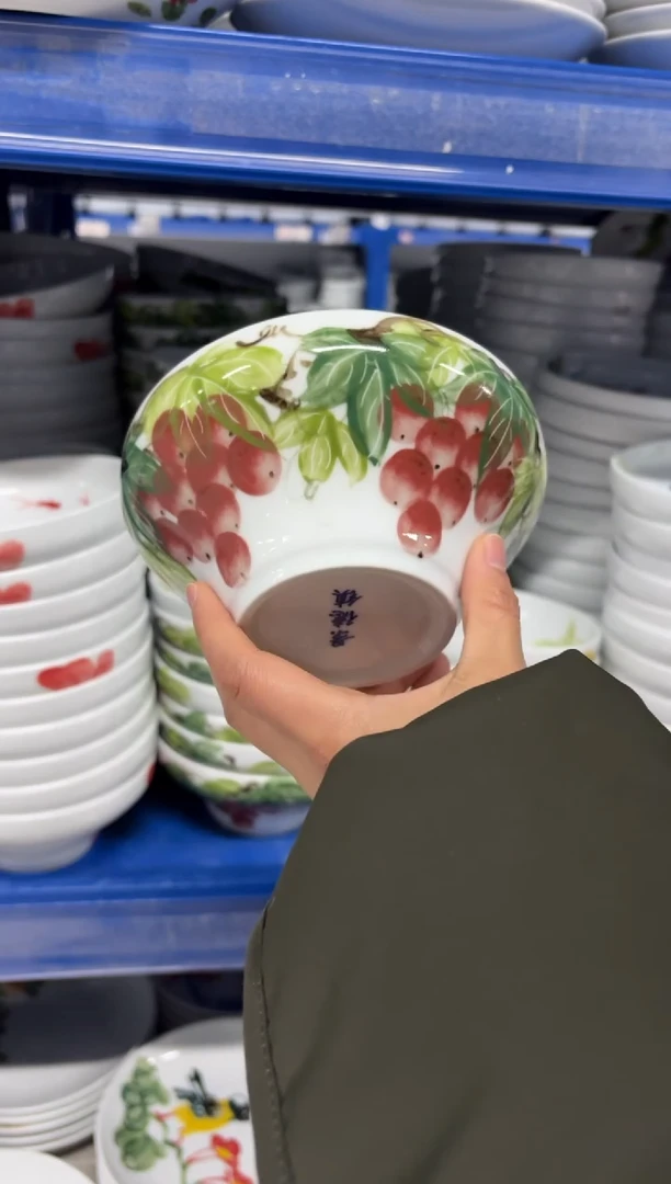 景德镇高温陶瓷食品级手绘釉中彩餐具-葫芦碗