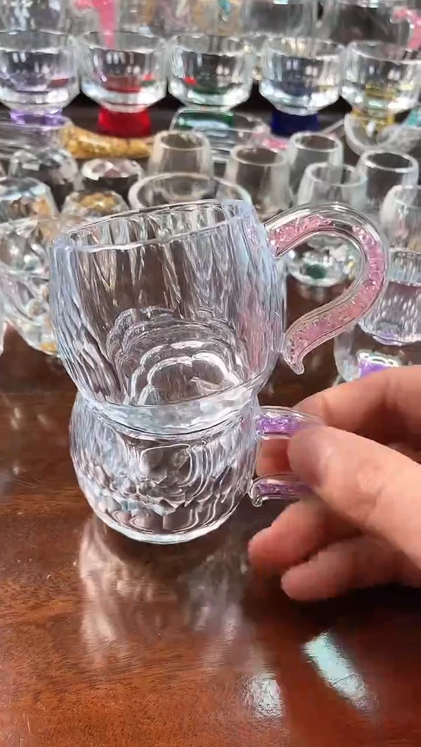 【闪购商品】玺宴新款水晶弯把小茶碗粉钻+紫罗兰