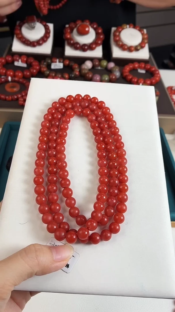 未镶嵌保山哑光多圈8mm南红玛瑙一个/条