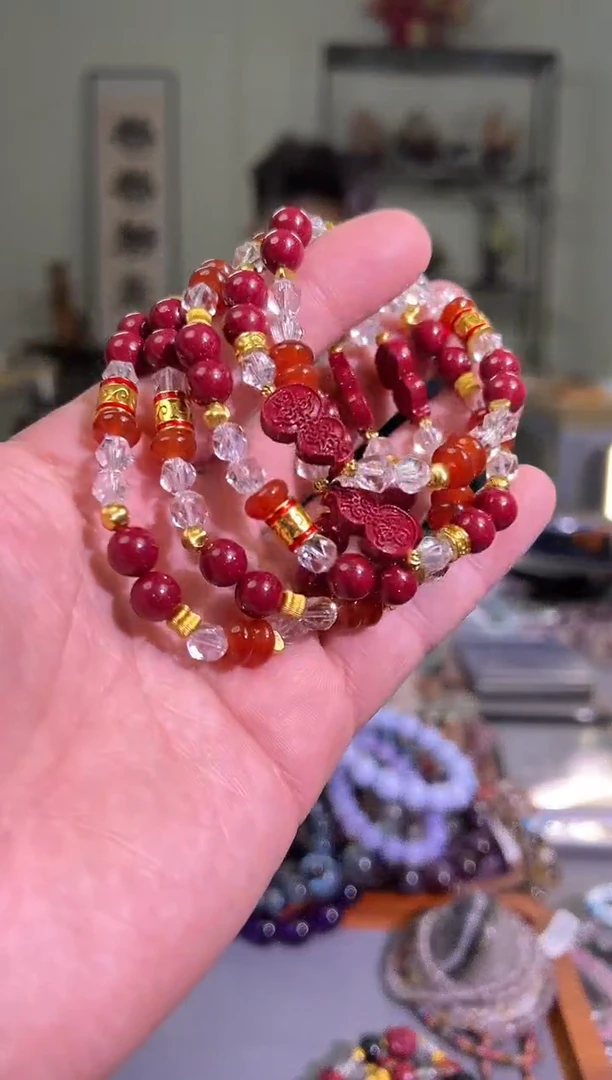 【闪购商品】水晶手链未镶嵌8mm朱砂葫芦手串（多样性发其一）