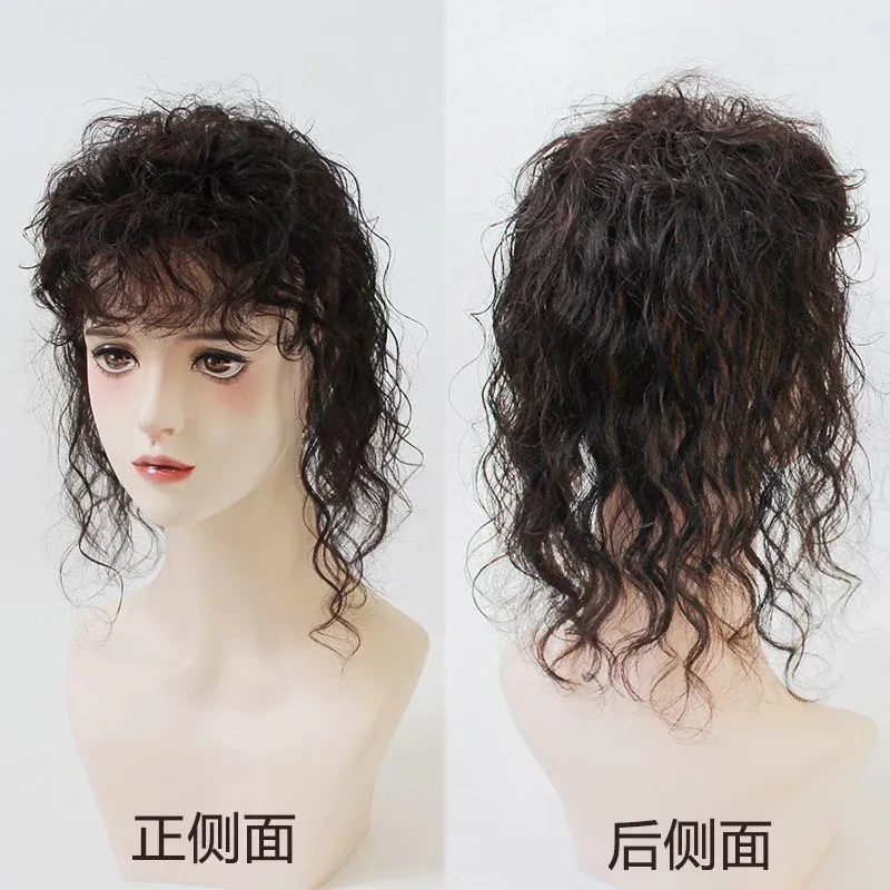 真头发羊毛卷头顶卷发增发量水波纹轻薄蓬松发片遮白发卷发片
