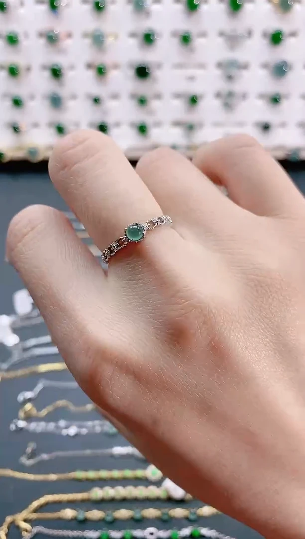 【闪购商品】翡翠戒指银S925镶嵌天然翡翠