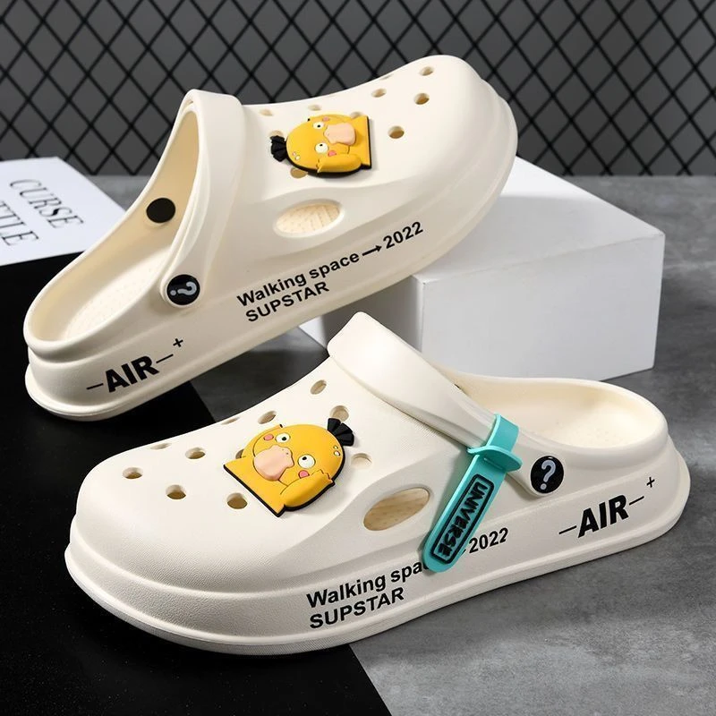 夏季新款洞洞鞋男外穿上班护士厚软底防滑轻便踩屎感两穿凉鞋百搭