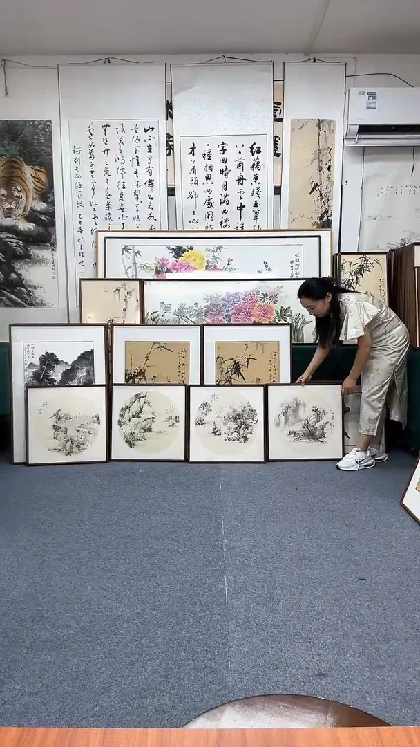 国画52*52实木画框顺丰包邮手绘一单四幅
