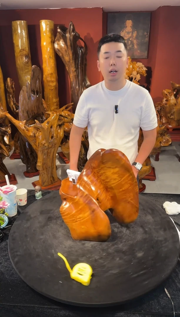金丝楠随**过金丝楠木随形孤品摆件148