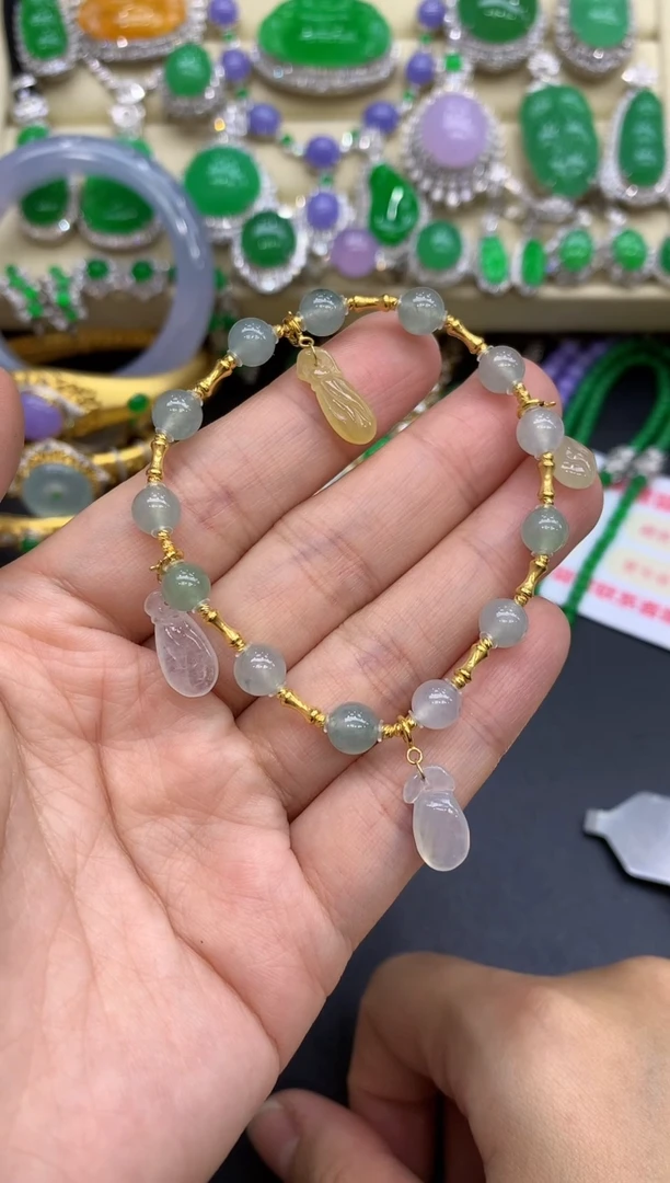 18K金镶嵌手链翡翠286-中国好珍宝