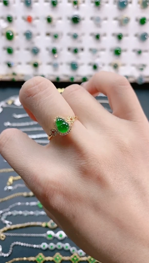 【闪购商品】翡翠戒指银S925镶嵌天然翡翠