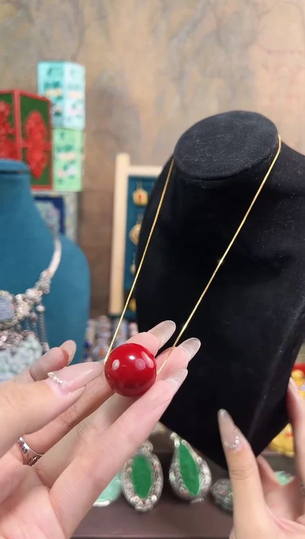 非遗手工素漆2.0果冻珠加链子红色
