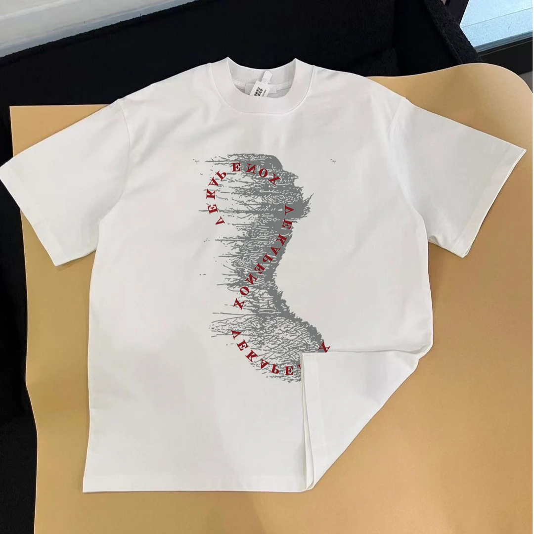 美式高街龙卷印花短袖T恤男夏季嘻哈风新款oversize圆领宽松上衣