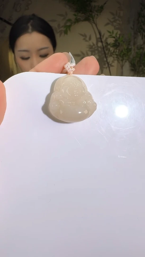 和田玉未镶嵌颈饰30藕粉佛公
