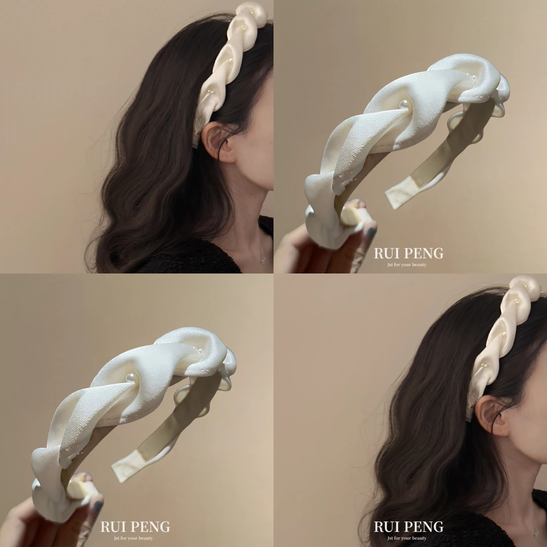 韩版小香风麻花珍珠褶皱发箍气质优雅小众头箍女2025新款高级感